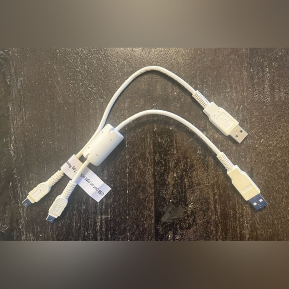 2 pcs Mini-A USB to USB-A Cable in White E308334 AWM 2725 28AWG 30V Data Charger